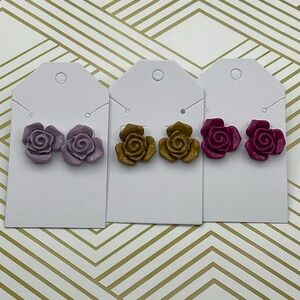 Handmade Polymer Clay Roses Earrings
